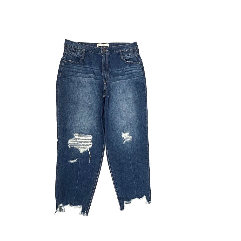 Cato Hi Rise Side Elastic Distressed Raw Hem‎ Women's size 14 Blue Jeans